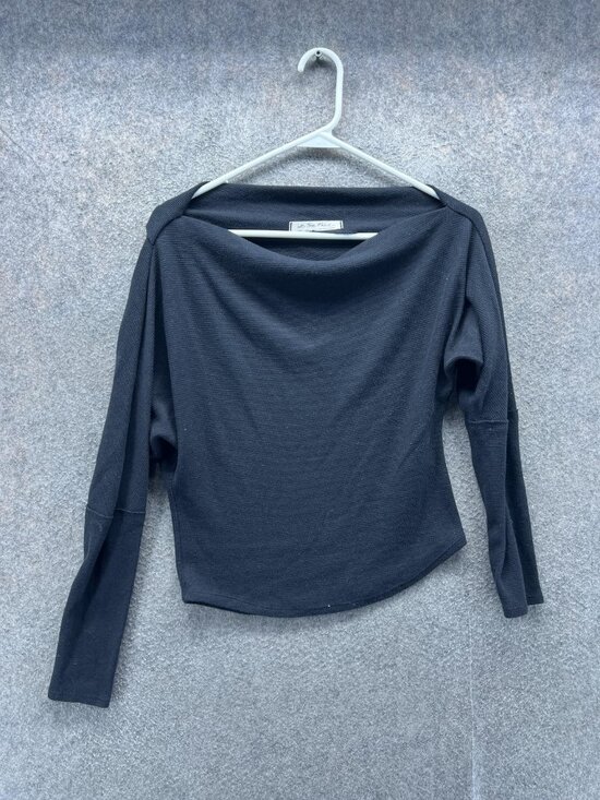We The Free Tops - We The Free Shirt Women Small Black Boat Neck Long Sleeve Stretch Waffle Knit